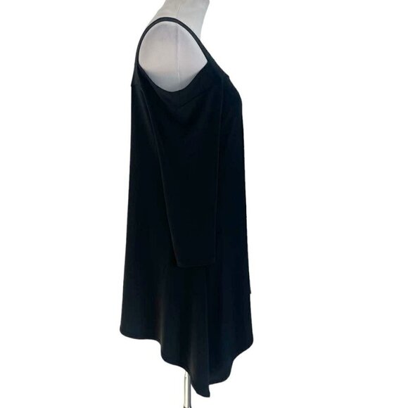 Clara Sunwoo Size Small  Top Blouse Black Cold Shoulder Slinky Liquid - Picture 4 of 7